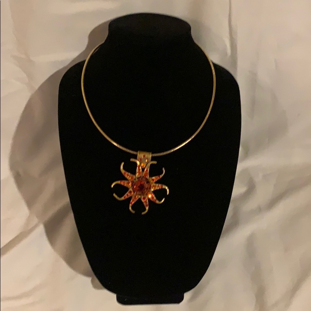 20” Gold and Orange Sunburst Necklace